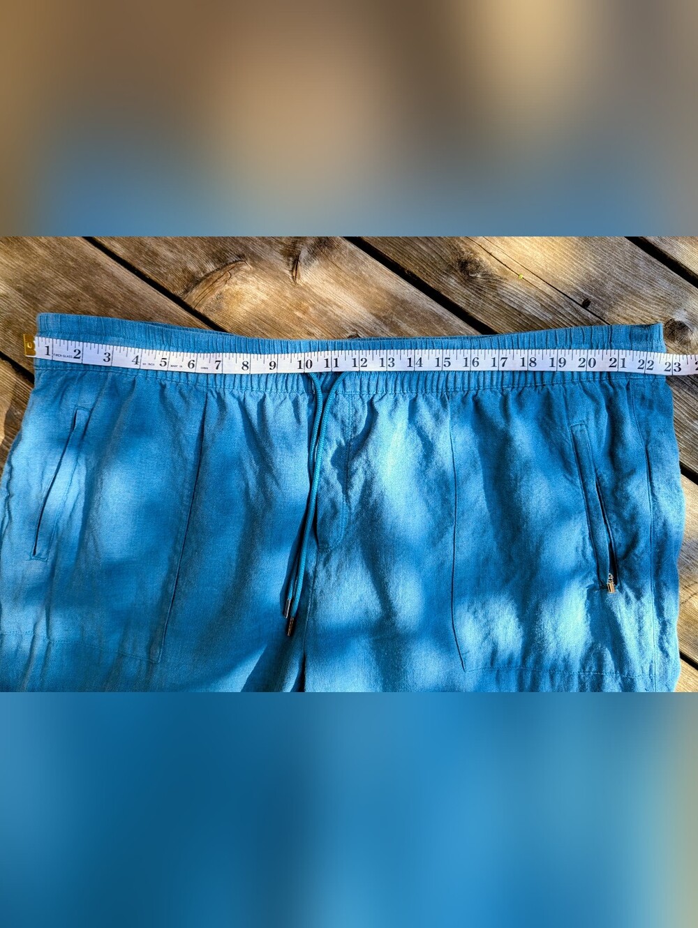 Plus Size Athleta Linen Wide Leg Pants | Size 24 | Turquoise | Drawstring - Picture 8 of 12